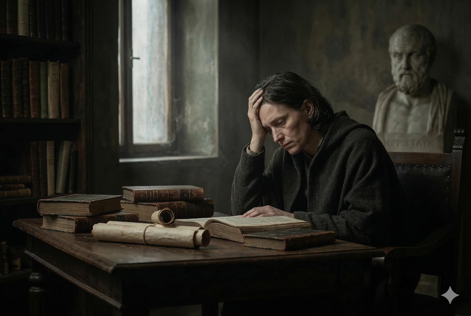 Representación artística y sombría de una figura humana solitaria en la oscuridad, simbolizando la lucha histórica contra la depresión y la melancolía.